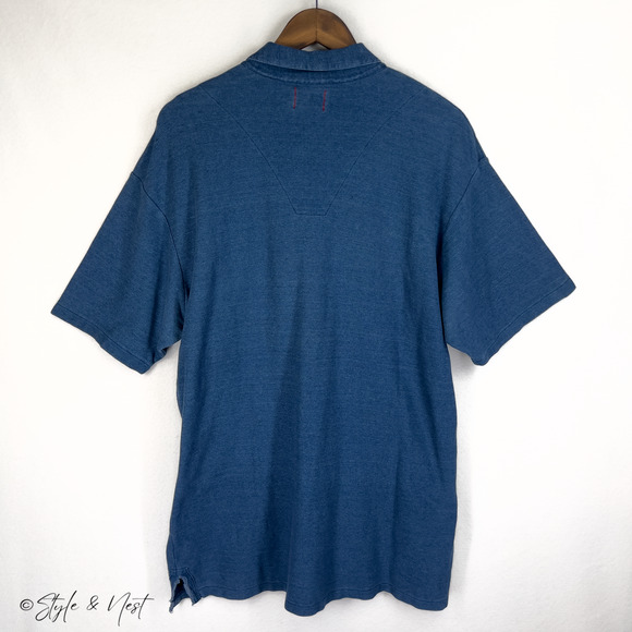 Vintage 90s GUESS Jeans Cotton Knit Heritage Polo Designer Patchwork Men's XL - Picture 5 of 7